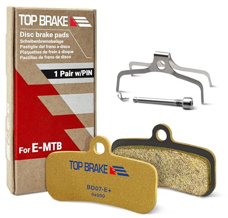 Top Brake Disc Electric Bike Brake Pads for Shimano Saint BR-M810 /820 XTR-M9120Tektro TRP | E-Bikes, E-MTB, Bike Parking | E-Bike Compound,Long Lasting,Premium E+ Version,Gold (PIN Included)