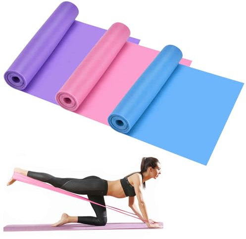 3 Pcs Resistance Bands Set, Fitness Exercise Bands, Elastic Bands, Pilates Bands with 3 Resistance Levels, Long Stretch Bands for Yoga, Pilates, Stretching, Strength Training