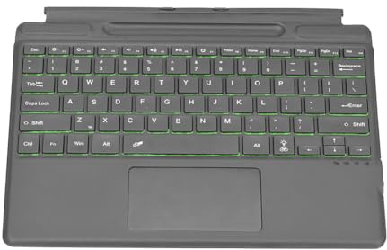 Fiorky Tastiera wireless sottile retroilluminata for Microsoft Surface Pro 8/9/10/X Compatibile con Bluetooth Tastiera touchpad retroilluminata a 7 colori Tastiera ricaricabile Trackpad