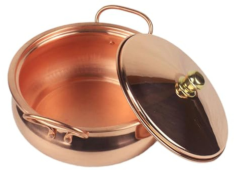 Sharplace Kupfertopf Shabu Shabu Topf Dicker Binauraler Topf Universal mit Deckel Stielkasserolle Schmortopf für Herd, Induktions-Hot Pot für Zuhause, 24CM