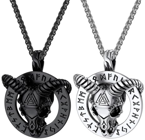 JewelryWe Herren Damen Satanische Halskette Edelstahl Umgekehrt Upside Down Kreuz Ziege Kopf Leviathan Kreuz Siegel Von Luzifer Anhänger Kette Satanismus Satan Schmuck