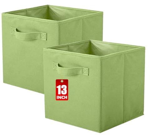 powerking Contenitore di stoccaggio, cubi pieghevoli di stoccaggio del tessuto e cassetto dell'organizzatore di stoccaggio del panno per armadio e giocattoli di stoccaggio, 13 X 13 X 13 INCH, 2 Pack