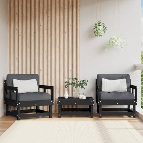 Iiaky Gartenstühle 2 STK. Garten StüHle Relaxsessel Garten Gartensessel Outdoor GartenstüHle Schwarz Massivholz Kiefer - 825391