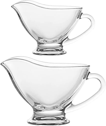 WZYYCV Cuencos Salsas 2 uds Bote de Salsa de Vidrio, Plato de Salsa de Salsa Jarra de Salsa vajilla Occidental Juego de Cuencos de condimentos (60ml + 170ml) Salsera térmica