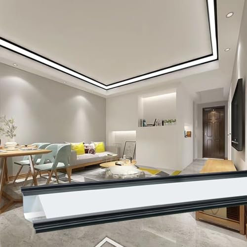 LED-Kronenleiste mit oberflächenmontierter indirekter Wandscheibe für Schlafzimmer, Heimkino, Schwarz (3,3 m)