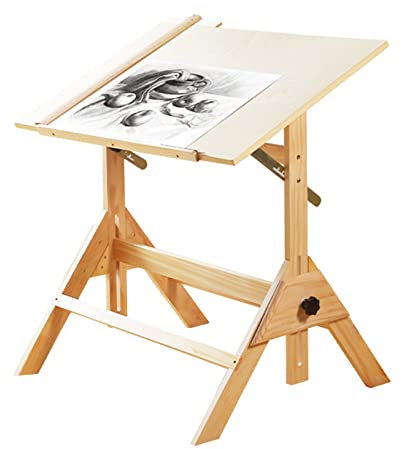 Zeichentisch, Holz-Zeichentisch, 35,4 x 23,6 Zoll extra großer Maltisch, Einstellbarer Winkel und Höhe der Schreibtischplatte, mit Messlineal, für Kunstwerke, Grafikdesign, Lesen (