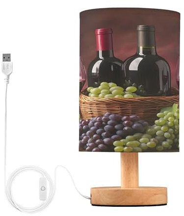 Sevdomey Lampada da comodino a forma di bottiglia di vino rosso, con porta USB, nessuna lampadina necessaria, luce LED calda per camera da letto, soggiorno, ufficio, lampada da comodino per lettura,