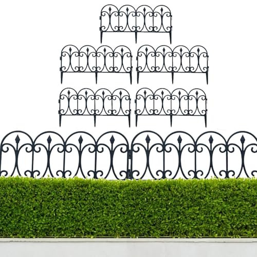 Garten Deko Umrandung , Abnehmbare Rasenkante P-lastic Lattenzaun Barriere Rasen für dekorative Blumenbeet Wege Baumteich, Länge 60 cm x 5 Stück