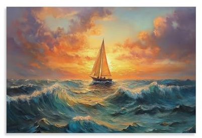 KNZVCXUEH Barca a vela Quadro Su Tela Stampa Artistica mare Olio Su Tela Per Camera Da Letto E Da Pranzo, Soggiorno, Cucina Canvas Impermeabile 20x30inch(50x75cm)