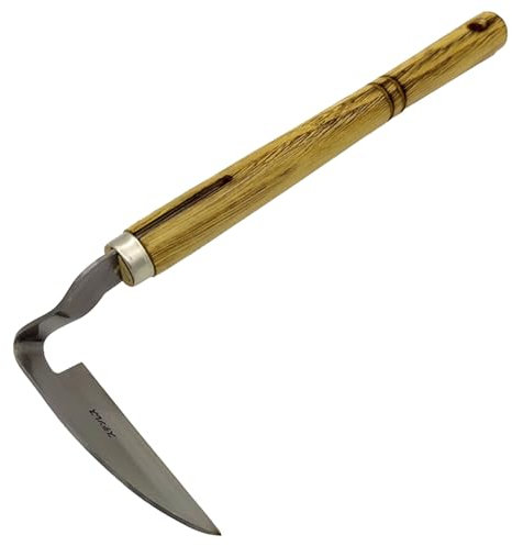 Générique Faucille À Manche Courbé - Faucille Demi-Lune en Acier Inoxydable avec Manche en Bois, Faucille De Sécurité Portable, Outil De Tonte Et De Jardinage, Faucille De Chasse pour La Randonnée