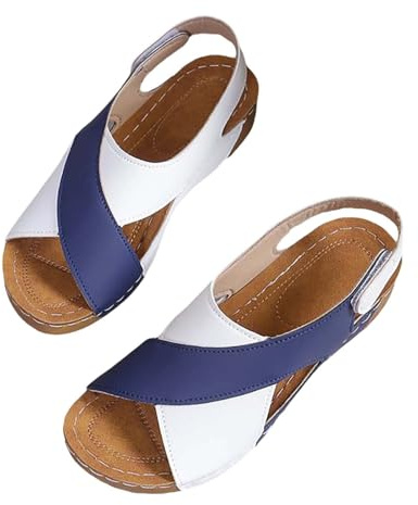 Sandalias de playa para mujer, elegantes sandalias de verano para mujer, sandalias cruzadas con tacón de cuña, sandalias ligeras, zapatos de verano, suela plana, sandalias de cuña, correa cruzada