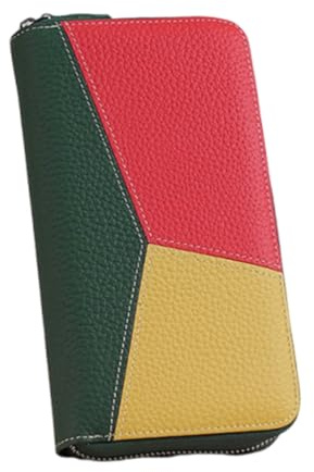 Portafoglio organizer per carte di credito con cerniera e scomparto per telefono per donne e uomini, Verde scuro, Bohemian