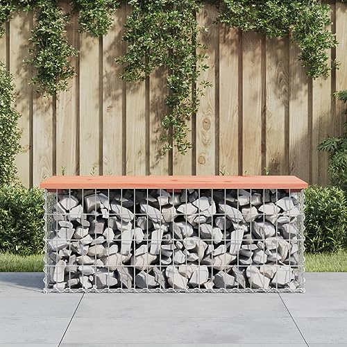 WKIEQACO Banc de jardin Gabion 103 x 44 x 42 cm en bois massif DouglasOutdoor Sièges d'extérieur Bancs d'extérieur