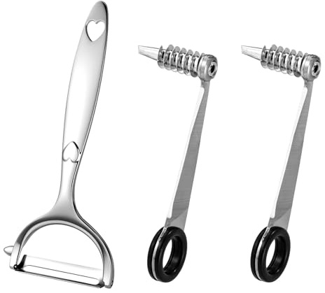 lasuroa 2pcs Spiral Vegetable Cutter, with 1 Peeler Tool Stainless Steel Kitchen Spiral Cutter for Cucumber Potato Vegetable Fruit Kitchen Gadgets for Food Decoration