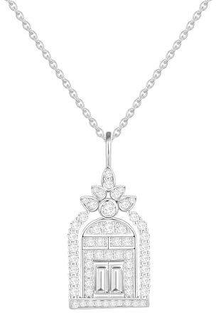 Collana con ciondolo in argento, collana portafortuna del castello, gioielli alla moda, per donna