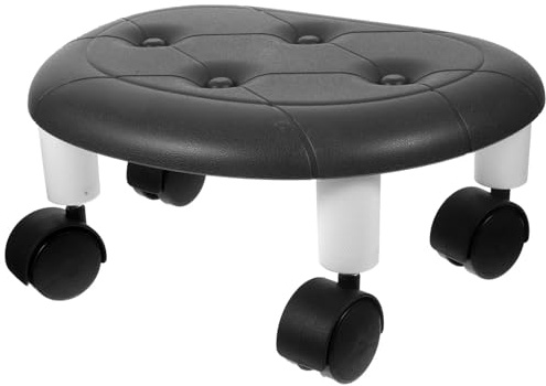 Warmhm Tabouret Multifonction à roulettes 360° Mini Portable en Métal Et Polypropylène Noir Siège Confortable pour Adultes Usage Intérieur Et Extérieur