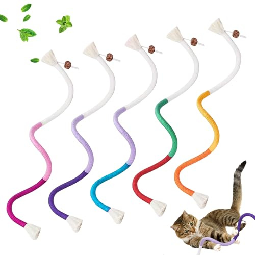 MplehDa Katzenminze Spielzeug, 5 Stück Katzen Kauspielzeug, Katzenbeißseil, nteraktives Katze Seil Spielzeug, Katzenminze Beißseil Spielzeug, Toyskatzenbeißseil, Dental Spielwaren für Kätzche