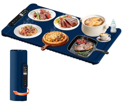DAJASD Bandeja de Calentamiento Eléctrico, Bandeja Calefactora Eléctrica, Bandeja Calienta Platos con 10 ajustes de Temperatura y Temporizador De 4 Horas para Fiestas, Buffets Fiestas, Viajesf