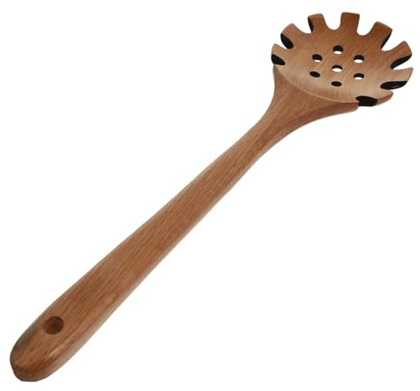 BESPORTBLE Cuillère à Spaghetti en Hêtre Naturel 30 Cm, Louche à Nouilles Légère et Pratique, Ustensile Cuisine Sain pour Maison et Restaurant, Passoire à Pâtes Portable