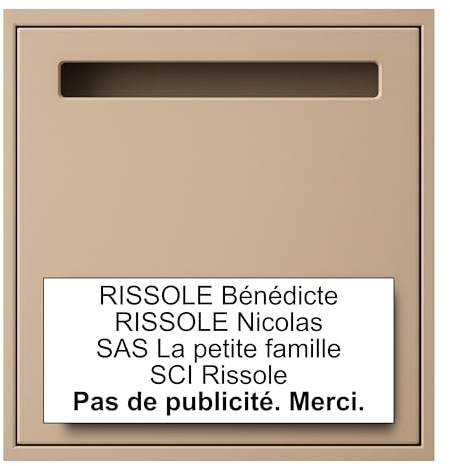 Plaque Boite Aux Lettres Personnalisable - 24x10 cm - 1 à 6 Lignes - Signaletique Personnalisée Gravée Grand Format - Étiquette Avec Nom Adhésive - Porte - Maison - Mur - Bureau (Blanc)