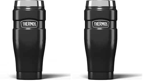 Thermos Stainless King Travel Tumbler & Multi- Purpose Flask- 470ml Insulated Hot & Cold Water Bottle for Daily Commute & Weekend Adventures - Sleek Design in Gun Metal, 5-Year Durability (Pack of 2)