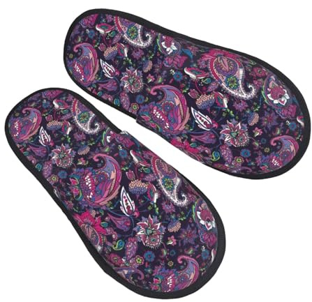 Paisley Oriental Tradicional Hombre Mujer Pantuflas Peluche Zapatos Suave Zapatillas De Casa Para Exterior Interior Invierno M