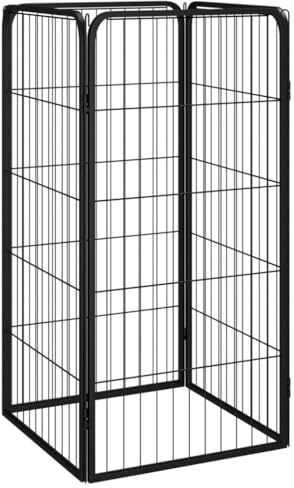 4-TLG. Hundelaufstall aus pulverbeschichtetem Stahl Schwarz 50x100 cm Welpenauslauf mit stabilem Hundegitter für Wohnung und Outdoor als sicherer Hundezwinger und Freilaufgehege