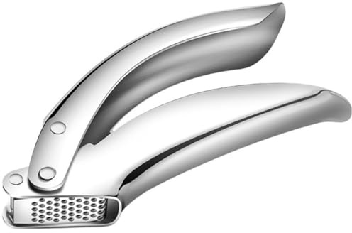 DIYEAH Schiaccia Aglio in Acciaio Inox 304, Spremi Aglio Manuale Resistente e Pratico per Cucina Domestica, Foro Uniforme e Risparmio