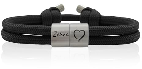 Personalisiertes Segeltau Armband - Namensgravur mit Datum Initialen - Gravur aus Edelstahl größenverstellbar - Geschenk für Konfirmation, Taufe, Kommunion, Vatertag - Kinderarmband für Jungen Mädchen