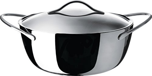 Alessi EG101/26 Domenica Casseruola a Due Manici, Acciaio Inossidabile 18/10 Lucido/Trilamina Lucido, 26 cm