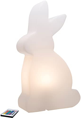 8 seasons design| LED Deko Hase Shining Rabbit (50 cm groß, RGB Farbwechsel, dimmbar, Garten, Vorgarten, Terrasse, Balkon, Wohnzimmer, Kinderzimmer) weiß