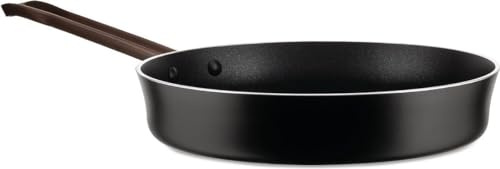 Alessi edo | PU113/28 B - Padella a Manico Lungo in Alluminio con Rivestimento Antiaderente, Manico in Acciaio Inox con Rivestimento in PVD, Marrone