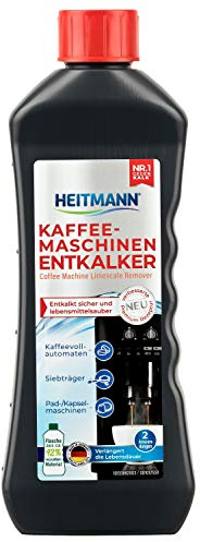 HEITMANN Kaffeemaschinen entkalker zwei Anwendungen, für Kaffeevollautomaten Siebträger Pad und Kapselmaschinen, 250 ml