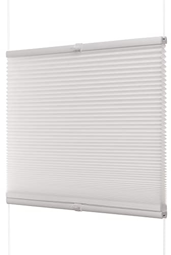 Ventanara® Fenster Plissee ohne Bohren zum Kleben Plisseerollo Wabenplissee Faltrollo verspannt inklusive Premium Klebeträgern (55 x 130 cm, weiß Wabe tageslicht)