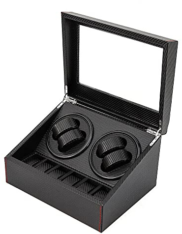 DDZcozy Automatische Uhrenbeweger Box, Drehen Mute Uhrenbeweger Display-Boxen PU-Leder für Automatikuhren für Uhrenshop Sammler Geschenk und Zuhause 4+6