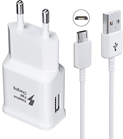 USB Ladegerät Stecker, Schnellladegerät Netzteil mit Micro-USB Ladekabel 1,5M für Samsung Galaxy S7/S7 Edge/S6/S6 Plus/S5/S4/S3/A3/J7/J5/J3/Note 5/4, Tab S Tab S2, LG K10 G4, PS4, Motorola