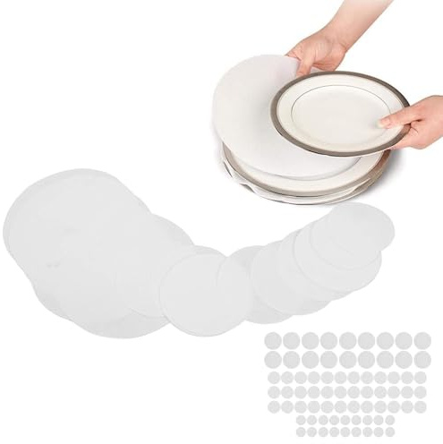 Pfannenschutz Filz, Stapelschutz Weicher Filz-Tellerschutz, 72 Stück Dicker Filz-Tellerteiler, Runde Geschirrschutz-Pads, Wiederverwendbare Weiße Essteller-Teller-Teller-Pads