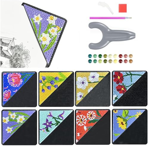 CharySim 8 Stück Diamond Painting Lesezeichen Diamant Painting Erwachsene Geschenkideen Bastelset Erwachsene Basteln Geburtstagsgeschenke