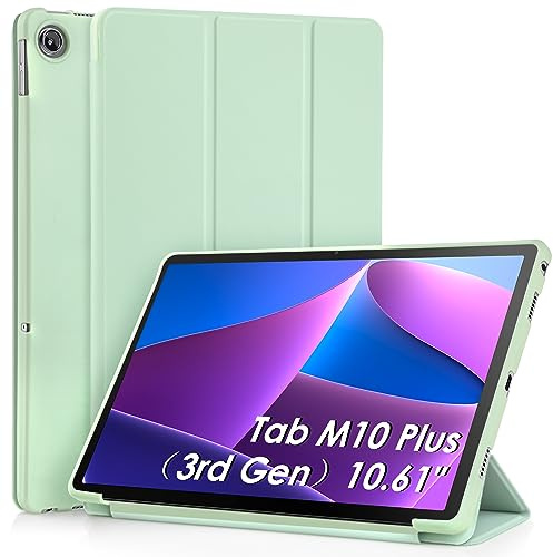 WD&CD Hülle kompatibel mit Lenovo Tab M10 Plus 3rd Gen 10.61 Zoll, Schutzhülle Ultradünne PU Leder kompatibel mit Tab M10 Plus 3rd Gen 10.61“ mit Standfunktion und Auto Schlaf/Wach Grün