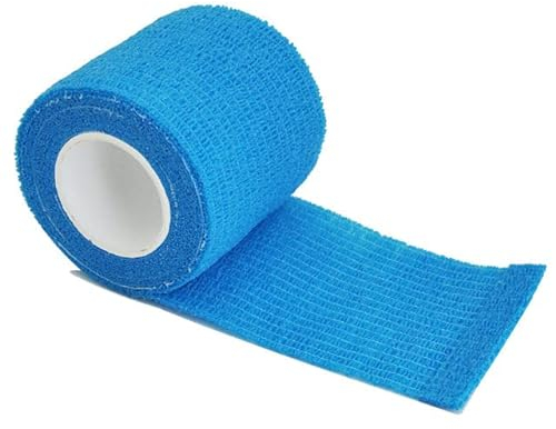 1 Rolle 2,5/5/10 cm * 4,8 m Mullbinde, selbstklebende, atmungsaktive elastische Bandagen für den Sport, zur Befestigung von Fingern, Handgelenken, Beinen, Himmelblau, 2,5 cm x 4,8 m