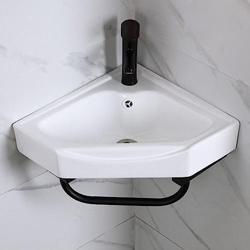 Wc Avec Lave Main Intégré Évier De Salle De Bain Vitreous China, Évier En Récipient Mural Porcelaine Corner Cramique Petit Traming Bassin Triangle Céramique Avec Débordement ( Color : D 41*41CM/16*16I