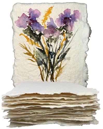 Papier Aquarelle Épais Fait Main Avec Bords Frangés Wanderings -10.5x15 cm- 500GSM, Papier Texturé Ivoire Premium Pressé À Froid Pour Techniques Mixtes, Fabriqué En Coton Recyclé - 15 Feuilles