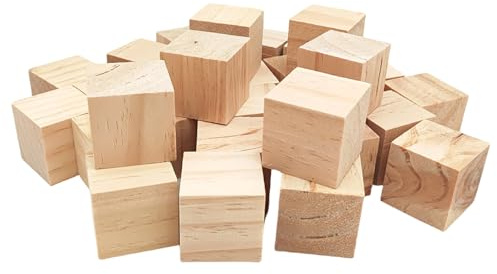 Anktily Holzwürfel 4 cm/30 Stück, Kiefernholz, Quadratisch, Naturholz, Basteln, Dekoration
