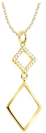 Sofia Milani - Damen Halskette 925 Silber - vergoldet/golden - mit Zirkonia Steinen - Trapez Geometrie Anhänger - N0741
