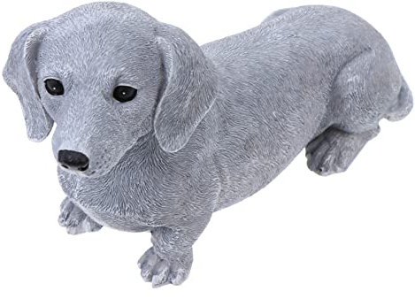 OUNONA Niedliche Gartenfigur in Hundeform aus Kunstharz mit Lebendigem Aussehen Klassische Dackel Skulptur für Balkon und Gartendekoration