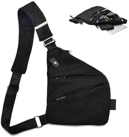 YAOZUP Stöldskydd Resväska, Crossbody Axel Bröst Ryggsäck Stöldskyddad Ryggsäck, Stöldskyddad Axelväska, Flerficks Bröstväska för Män och Kvinnor, Svart-axel vänster