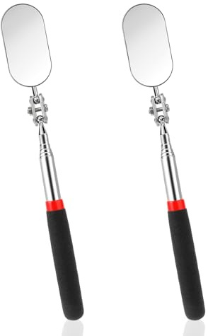 2 specchietti per ispezione, piccolo telescopio, universali, telescopici, con manico allungato, antiscivolo, per riparazione auto, ispezione auto