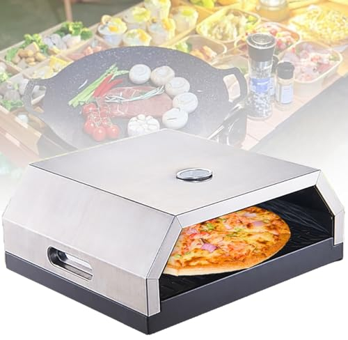 Pizza Oven Outdoor,pizza oven for grill,Grill Top Pizza Oven with Thermometer and 12'' Pizza Stone, Excellent Stain Steel Material,For Gas,Charcoal,Electric Grills,Vegetable,Bread,Meat