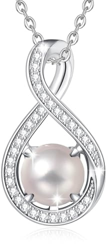 FANCIME Collares de piedra natal para mujer, joyería fina, colgante de infinito, aniversario, cumpleaños, regalos para ella, esposa, madre, hija, cadena de 40,6 cm + 5 cm de extensión, Plata esterlina