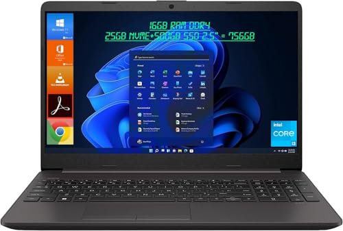 HP Notebook 250 G9, Portatile Laptop, Display 15.6 Full HD, Intel Core i3 12Th, 16GB Ram DDR4 |756GB| [256GB NVMe+500GB SSD 2.5’’] Windows 11 Pro | Office 2021 Pro Plus | Pronto all'Uso |